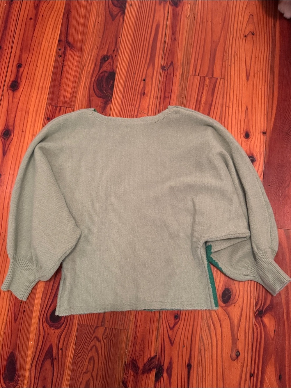 SHEIN Mint Green Knit Sweater with Dark Green Accents - Picture 3 of 3
